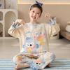 100% Cotton Girls Long Sleeve Pajamas Set Cartoon Print Round Neck Sleepwear Kids 8 Years