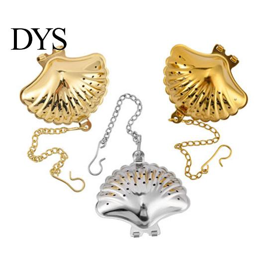 Tea Filter Infuser with Hook Reusable Stainless Steel Cute Ball Strainer Seashell Shaped Loose Teapot Accessories Herbal