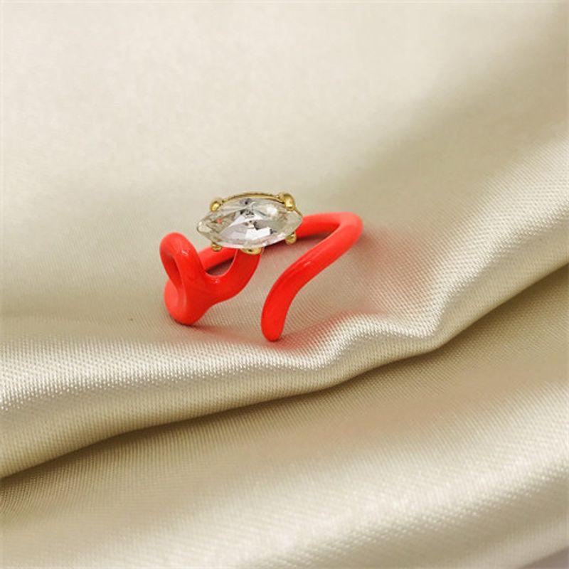 Fashion Fashion Simple Opening Niche Design Candy Color Hand Painted Enamel Drip Glazed Brass 18K Golden Index Finger Ring