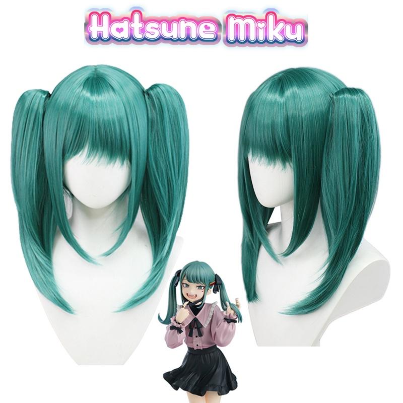 Hatsune Miku Vampire Cosplay Wig W/ Double Horsetail Hairpiece For Carnival Props