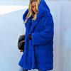 Dámská bunda Street Style Trendy Bez pásku Evropská Jednobarevná Dlouhý rukáv Umělá kožešina S kapucí Teplá