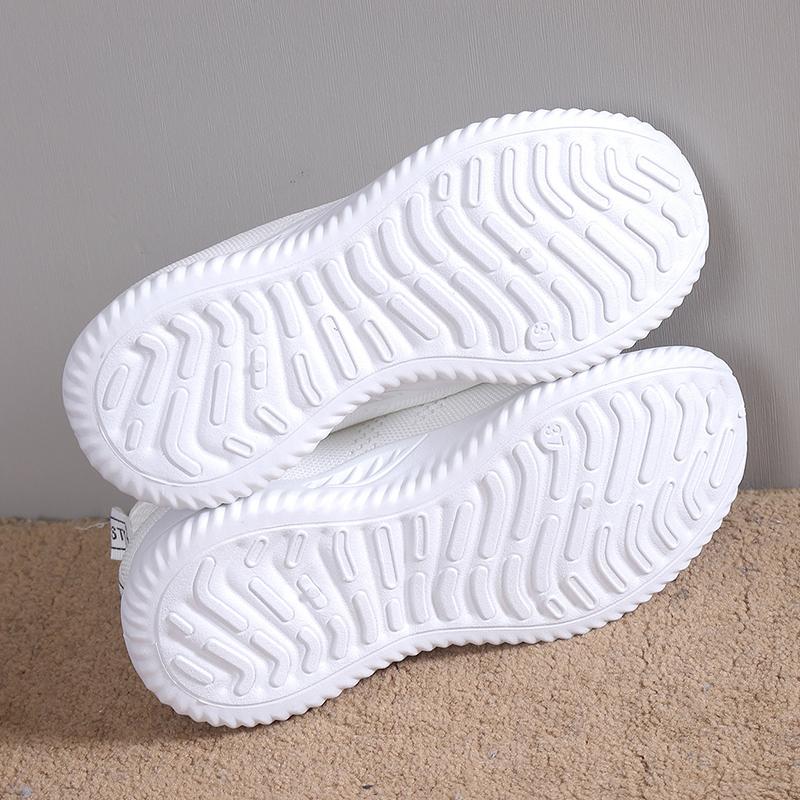 Lucyever Šněrovací bílé tenisky pro ženy 2024 Podzim Prodyšné pletené sportovní boty Žena Protiskluzová měkká podrážka Ponožkové boty