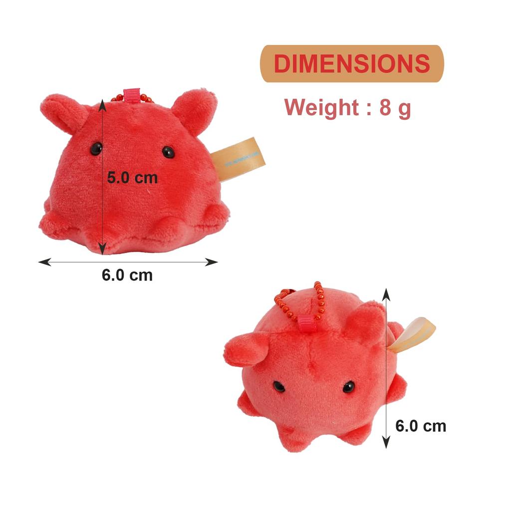 Punyumen Octopus Plush Toy with Keychain, 6cm, Cute Small Marine Life Charm, Soft To the Touch, Durable, Perfect for Christmas or Birthday Gifts (Red)