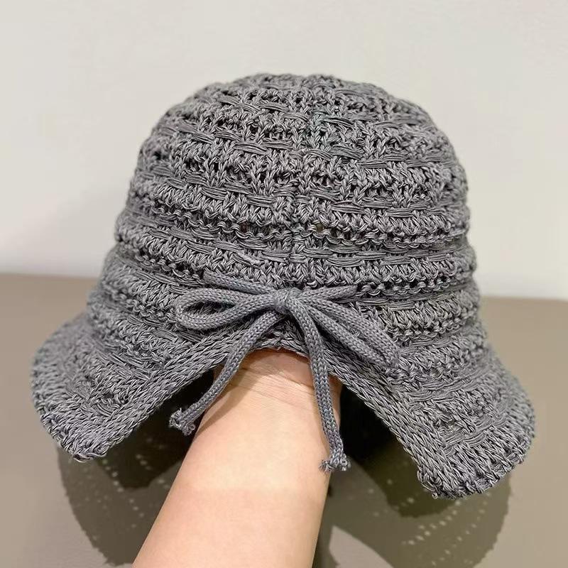 

Женская панама из молочного шелка с бантом, летняя, с разрезом, полая, дышащая, шляпа рыбака от солнца Adult average size (56-58cm) серый