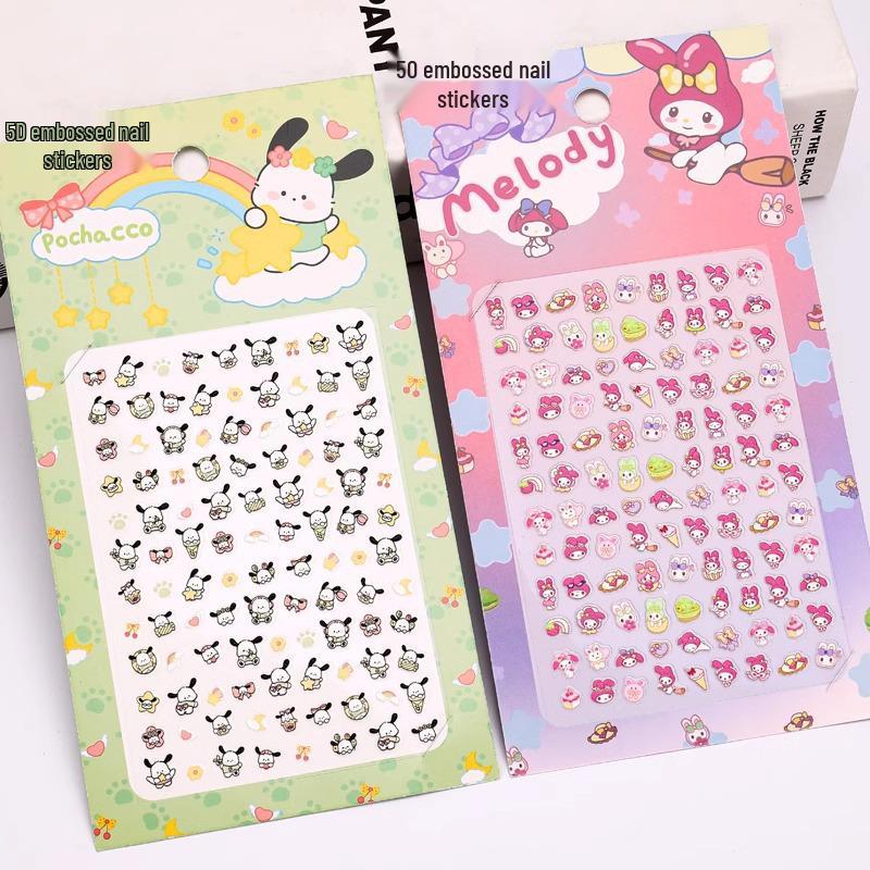 5D Embossed My Little Pony Nail Art Stickers - Cute, Odorless, Cartoon Design for Girls