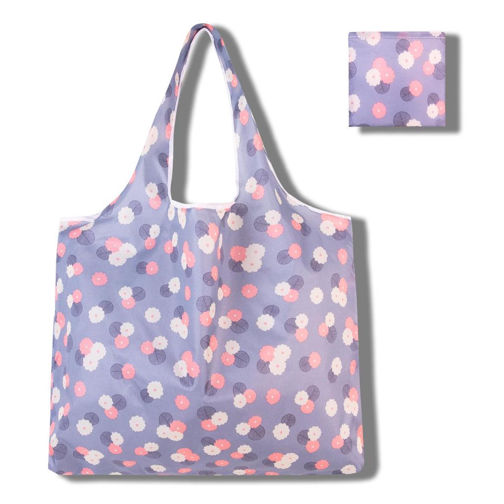 Large Floral Pattern Foldable Tote Bag - Portable, Sturdy, Eco-Friendly, Wear-Resistant for Grocery Shopping