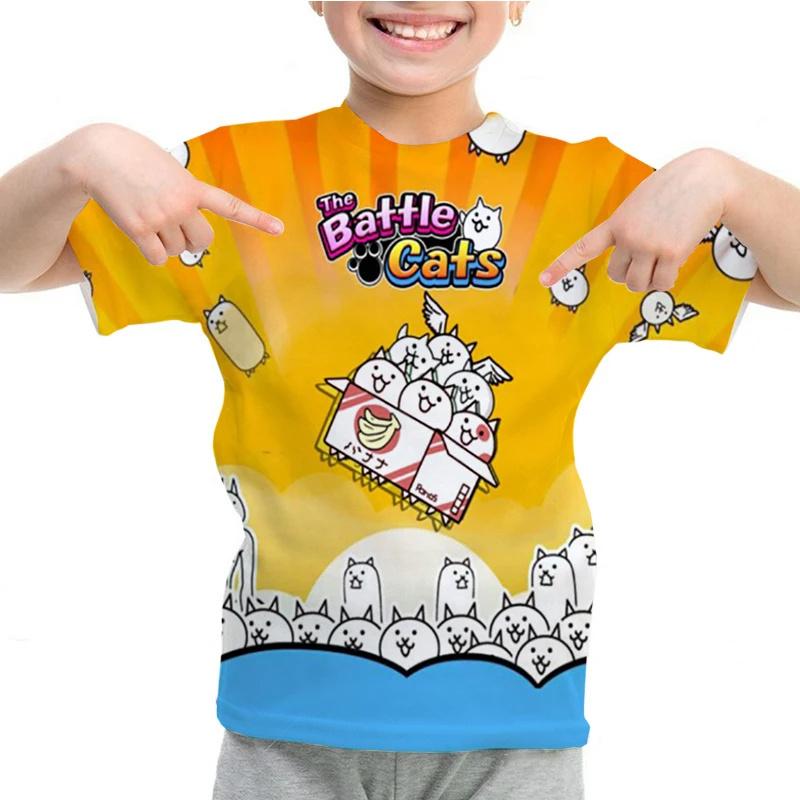 

Summer Kids T-shirt Anime Cat Letter 3D Print Kids Short Sleeves T-Shirt Loose Casual Outdoor Street Boy and Girl Tees Tops 100