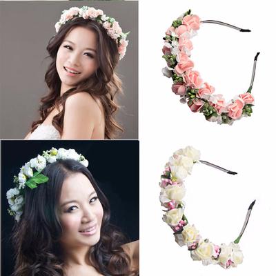 Guirlanda de Flores para Casamento Faixa de Cabelo para Noiva Acessórios de Cabelo Decoração de Festival Coroa Floral de Princesa