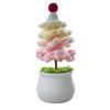 Potted Crochet Christmas Tree Handmade Crocheted Christmas Tree Decoration Completed Mini Knitted Potted Plants for Living Room Office Shelf Decor