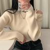 Slanted Collar Tied Irregular Pullover Women's Long Sleeved Knitted Tops Autumn Winter Korean Fashion Red Retro Sweaters