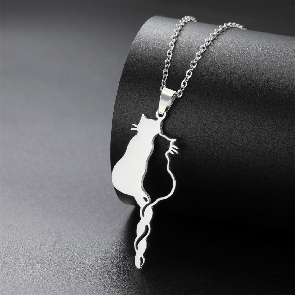 My Shape Lovely Cats Pendant Necklaces for Kids Cute Animals Kitten Charms Necklaces Stainless Steel Jewelry Valentine's Day