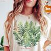 Botanical Plant T Shirt Forest Fern Print Design Nature Lover Forestcore Aesthetic Goblincore Vintage Washed Homme Graphic