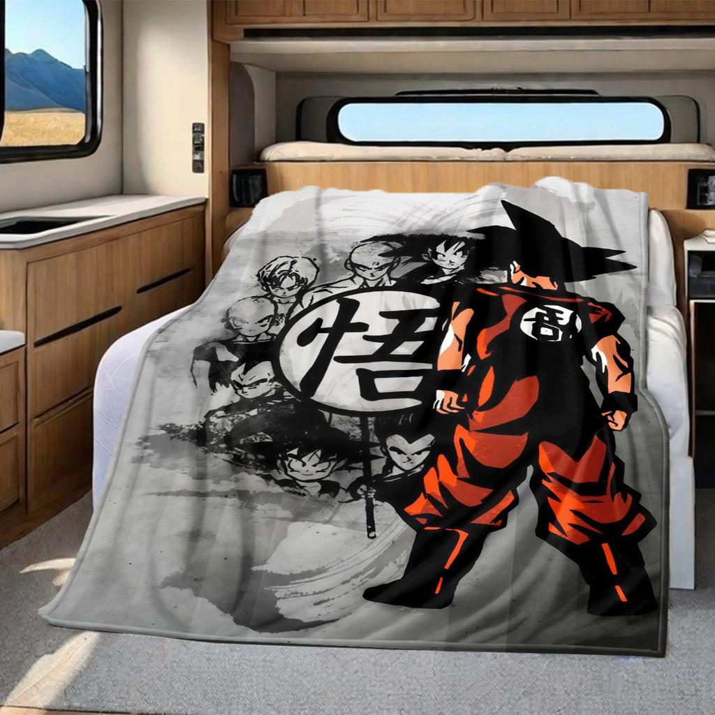 1 Stück Son Goku Druck Flanelldecke, Hohe Qualität für alle Jahreszeiten, Heimdekoration, Wärme und Komfort, Perfekt für Weihnachtsgeschenke