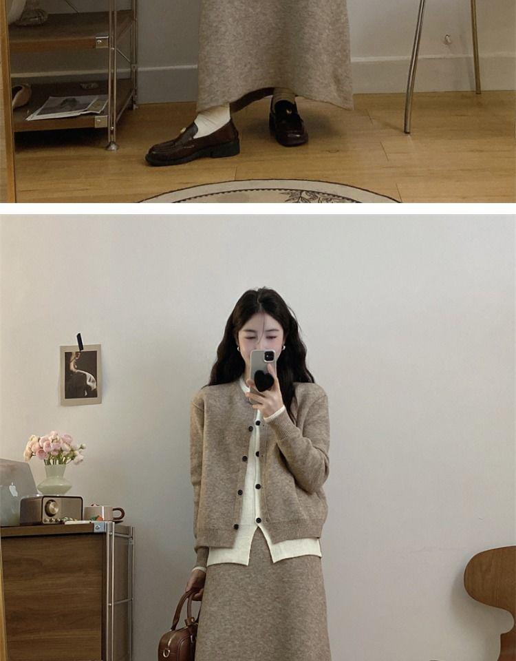 Women's Trendy Knit Two-Piece Skirt Set for Autumn/Winter – Stylish & Casual