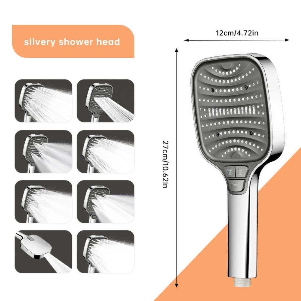 Powerful Pressurized Filtering Square Shower with 8 Shower Modes, Bathroom Shower Handheld Shower Large Panel High Flow Deluge Spray Water