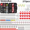 273pcs/set Fishing Kit Set Lure Sea Fishing Ring Crank Hook With Box