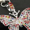 Keychain Pendant Sparkling Rhinestones Butterfly Shape Zinc Alloy Keychain Pendant with Lobster Clasp Backpack Accessory