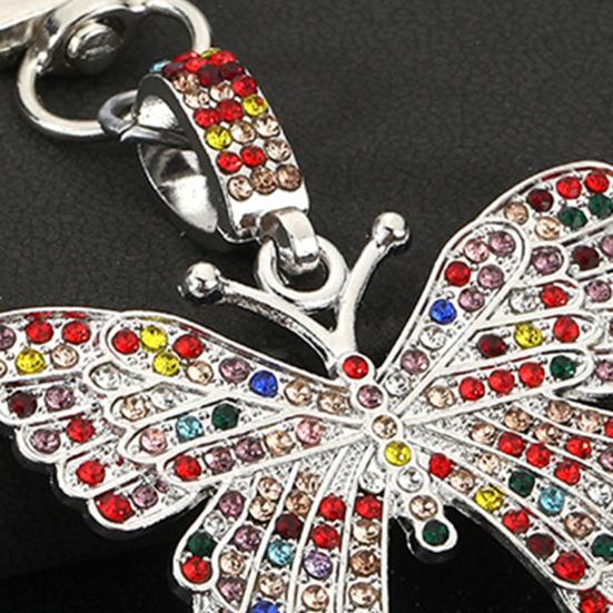 Keychain Pendant Sparkling Rhinestones Butterfly Shape Zinc Alloy Keychain Pendant with Lobster Clasp Backpack Accessory