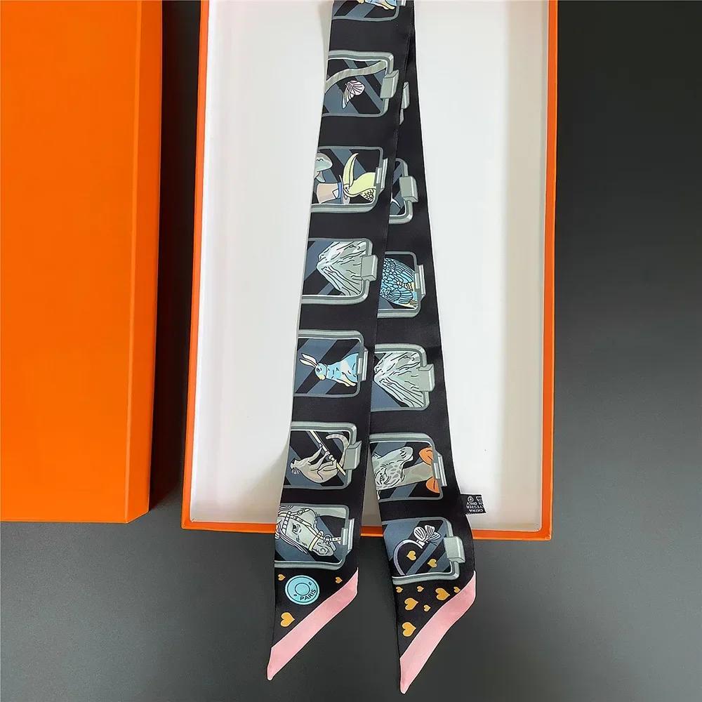 Long Lady Bag Silk Scarf Skinny Neck Hair Scarfs For Women Band Headwear Handbag Tie Ribbons  New Handle Wraps Summer