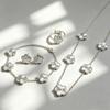18K Gold Plated Stainless Steel 5 Leaf Clover Necklace Bracelet Earrings Ring 4pcs Jewelry Set for Women Lucky Gift