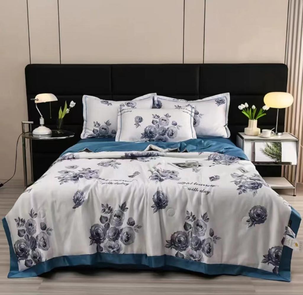 2024 Washed Silk Tencel Printed Summer Quilt and Summer Cool Quilt Core,Summer Coolness Ice Cold Air Condition Thin Blanket