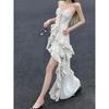 French ruffle edge irregular suspender dress fairy summer temperament high sense seaside vacation beach dress