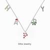 Christmas Candy Cane Light Luxury S925 Sterling Silver Necklace for Women