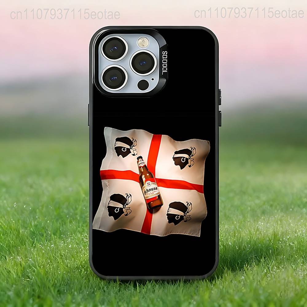 Flag of Sardinia COOL Phone Case For iPhone 17,16,15,14,13,12,11,Pro,Max,Plus,E,Air,Mini Black Tpu IMD Cover