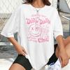 Dilly Dally Club Print Tshirts Women Summer Casual Loose Short Sleeve Tees Hipster Cute Aesthetic Astrology Tops