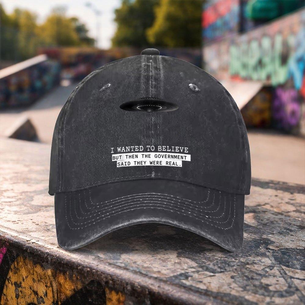 pc UFO Print Washed Baseball Cap for Unisex Women Adjustable Snapback Hat with UFO Suitable for Outdoor Sports Casual Wear