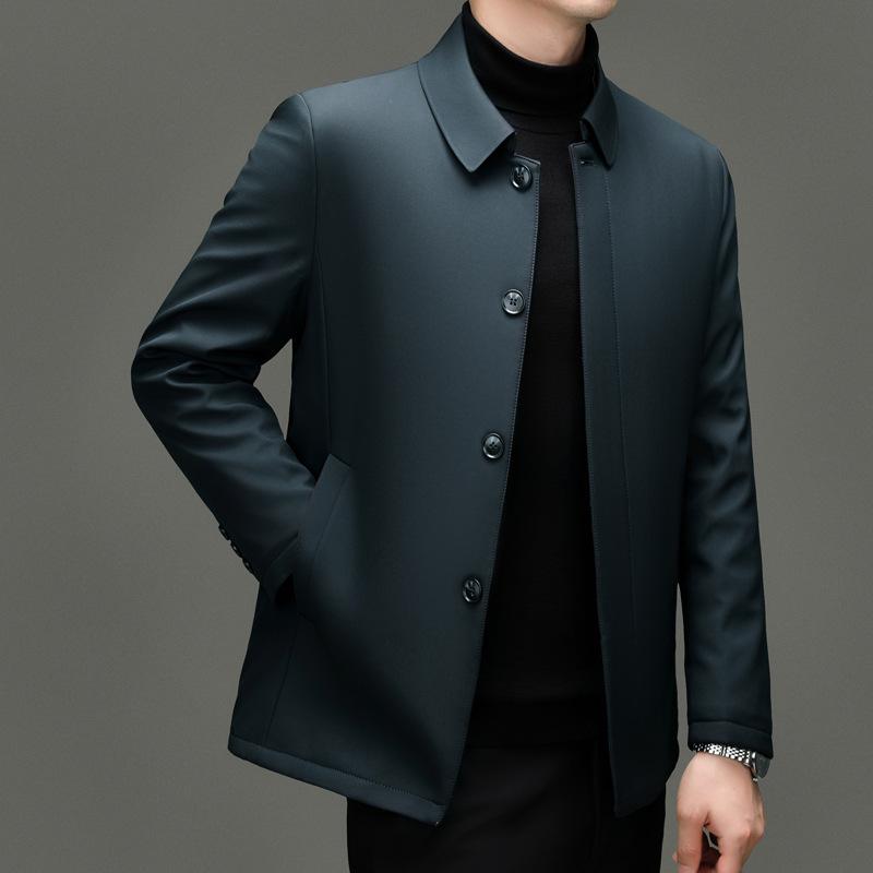 Men's Stylish Single-Breasted Lapel Jacket - Autumn/Winter Business Casual Warm Outerwear for Middle-Aged & Young.