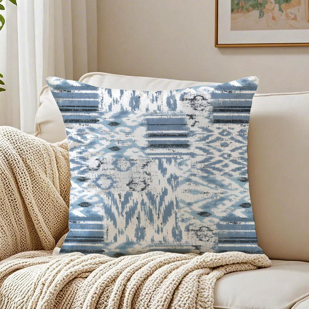 Retrogeometric Antique-Style Jacquard Fabric Pillow Case Plush Sofa Cushion Covers Organic Breathable Invisible Zipper
