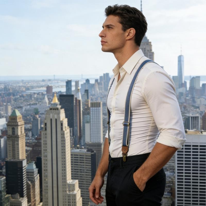 Fashion Y Shape Design Suspenders For Men And Women Adjustable Straps Elastic Brace For Formal Occasion with 4 Clip