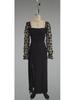 Cross-border Spring/Summer Mesh Long Sleeve Evening Gown with Waist-Cinching Slit and 3D Floral Design for Banquets