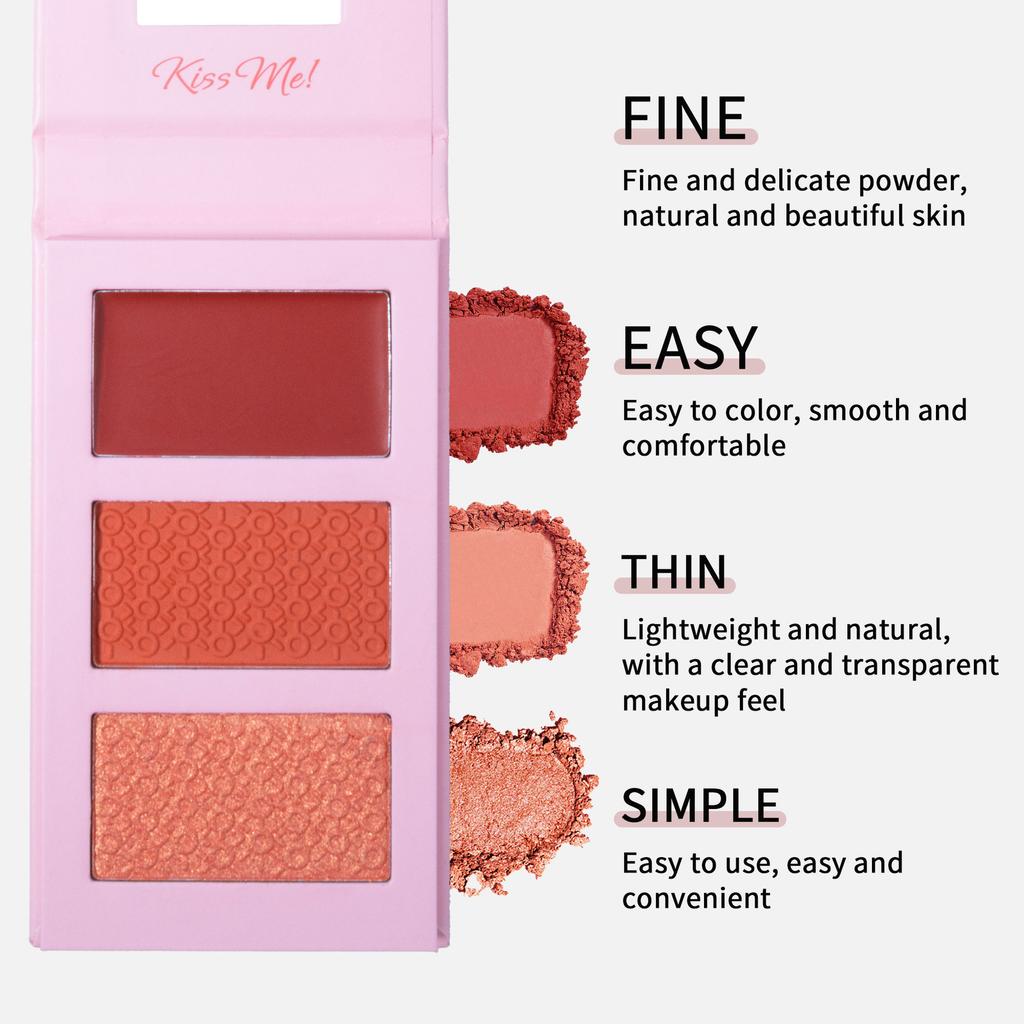 Tre färger Highlighter Rouge Palett Matt Pärlemorskimrande 3D Kontur Palett Framhävande Nässkugga Naturlig Naken Sminkpuder Kaka