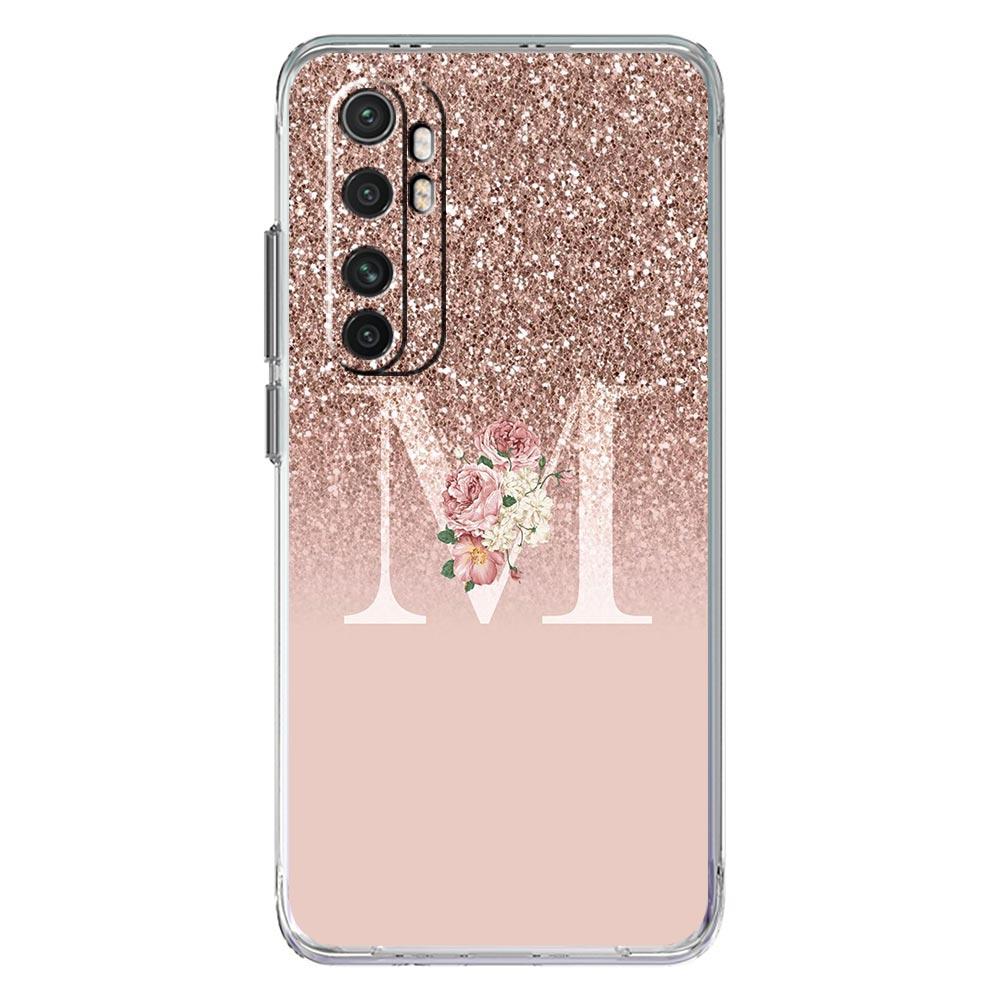 

Чехол для телефона Xiaomi 14 15 13 14T 13T 12T 11T Pro 12 11 Lite Poco X7 X6 X5 X3 NFC F7 Ultra F6, розовый блестящий с буквой M, прозрачный Xiaomi 13T Pro