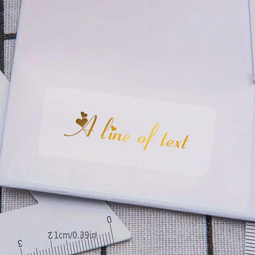 30-240Pcs Custom Text Rectangle Transparent Golden Foil Stickers, Personalized Wedding Labels, Customized Birthday Stickers,