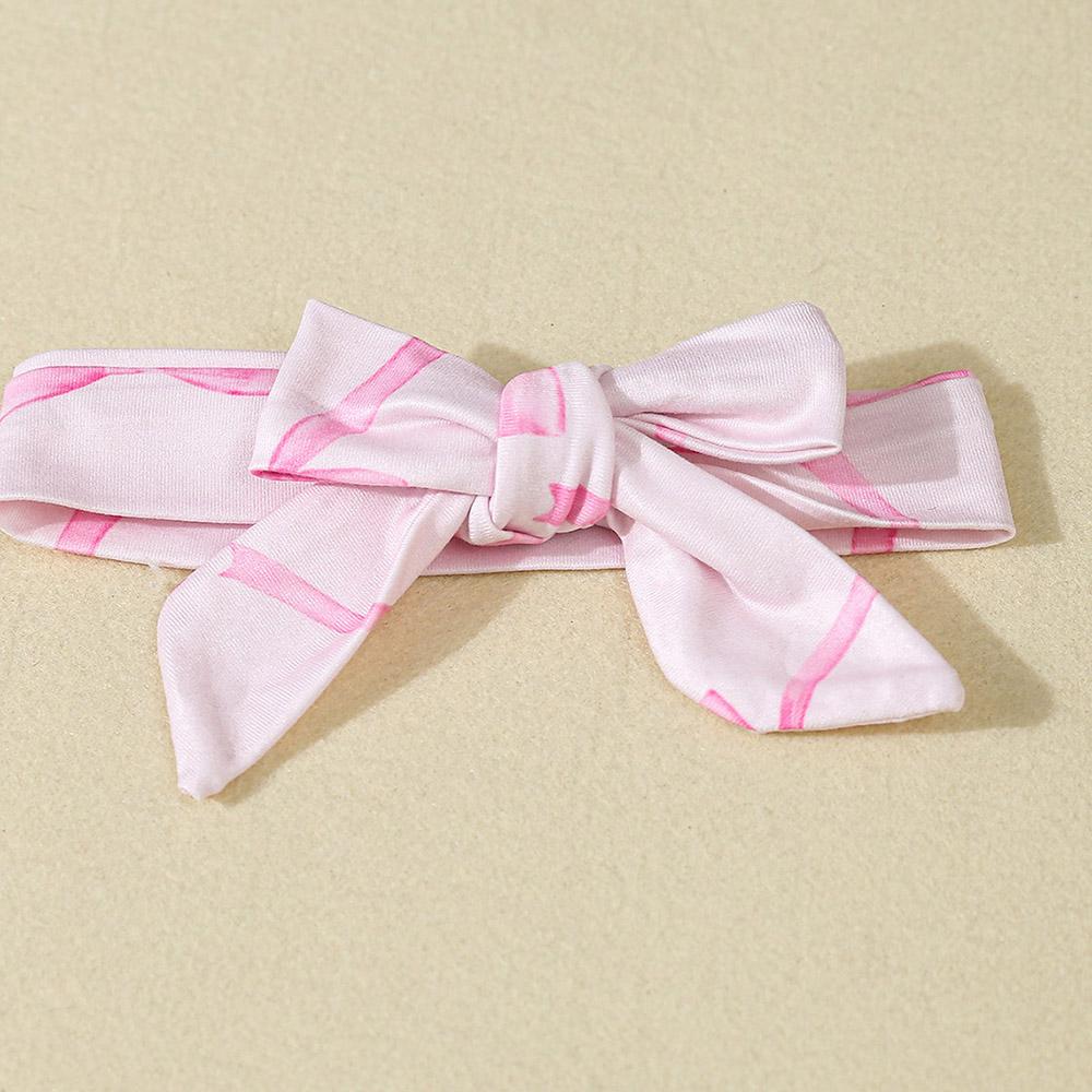 Salopetă roz pentru bebeluși, fetiță, 1-18 luni, cu mânecă scurtă, monogramă, pantaloni cu imprimeu de fundă și bandă pentru păr