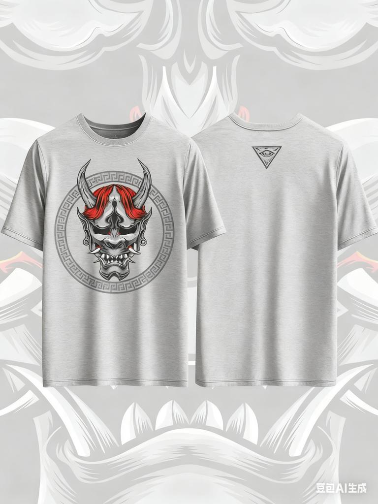 Devil Elements Printed Pure Cotton Tshirt for Men and Women Dark Style Short Sleeved Oversized Gothic Retro Summer Tshirt