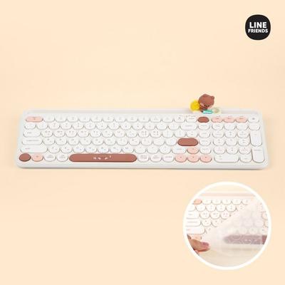 Royche Line Friends Minini Figure Cradle Multi-Pairing Tastatură fără fir Bluetooth + Set Keyskin, Bnini, LF-TKB-4E-BNN, Tip standard