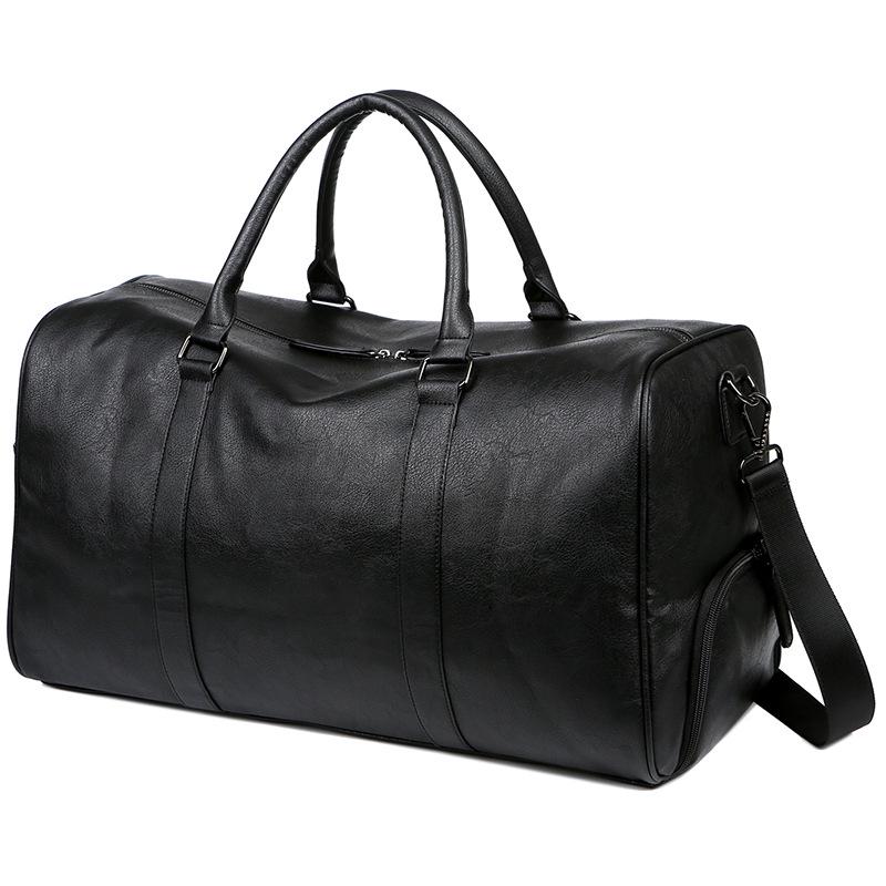 Men's Vintage Leather Travel and Gym Bag with Shoe Compartment - Crossbody Handbag & Shoulder Bag, Large Capacity.