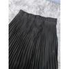 Export Single Za Home Fancy Full of Elastic High Waist Pleated Ruched Street Cool Long Summer Refreshing Black Dress