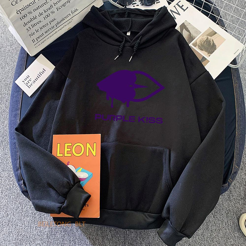 Purple Kiss Hoodies  Girls Band Graphic Printing Sweatshirts Spring Long Sleeve Hooded Pullovers Sudaderas Clothes