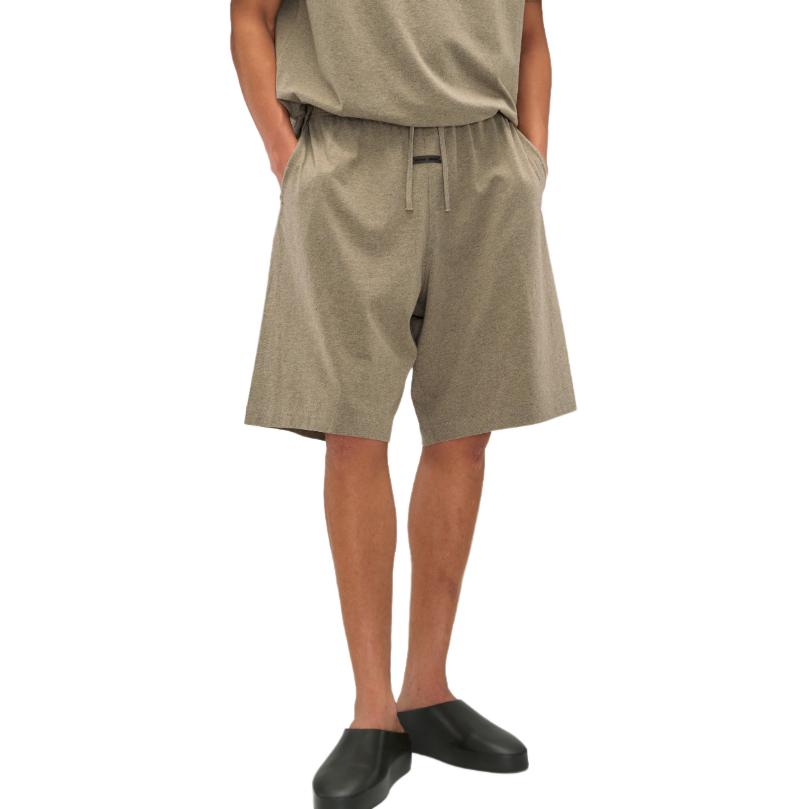 Fear of God Essentials Relaxed Fleece Sweatshort With Piping Homestead Heather Men Bottoms Tan 160SP254553F