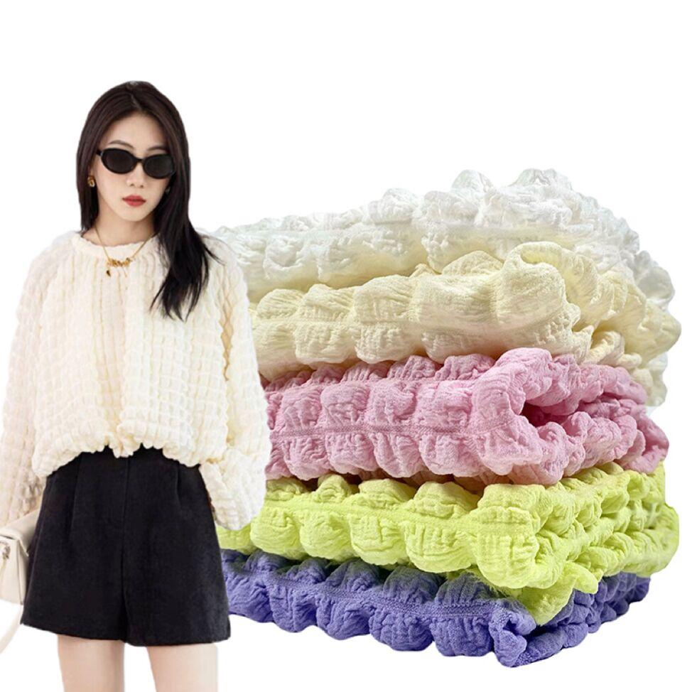 3D Bubble Plaid Puff Waffle Fabric Romantic Cloud Popcorn Stretch Clothing DIY Bag Pillow Dress Garment Sofa Cover Fashion