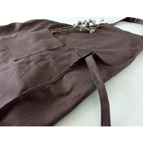 Nika Women's Linen Apron, Full Apron with Pockets, Long Length, Blue-Gray (Coffee 01)