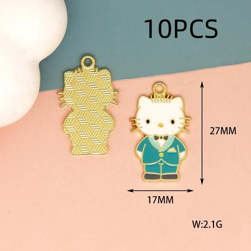 10PCS Alloy Cartoon Cat DIY Accessories Drip Oil Bag Clothing Keychain Jewelry Head Hand Rope Pendant Handmade Accessories