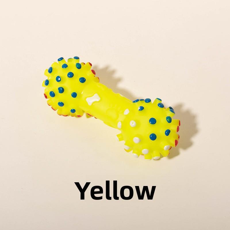 Rubber-coated Toy Large Barbell with Spikes - Toothbrushing and Teeth-cleaning Pet Sound-producing Toy Dumbbell - Large Size