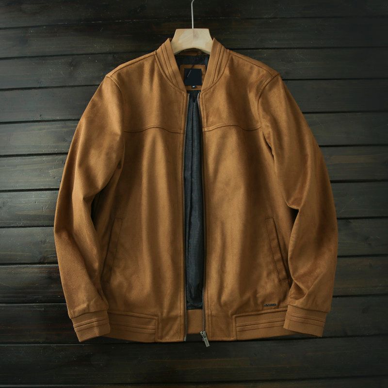 Heavy Cattle Goods French Orders Foreign Trade Men's Retro Casual Baseball Collar Suede Jacket Top Spring