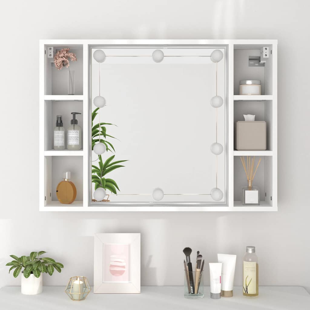 Vidaxl Cabinet With Mirror and LED Lighting, White, 76X15X55 Cm